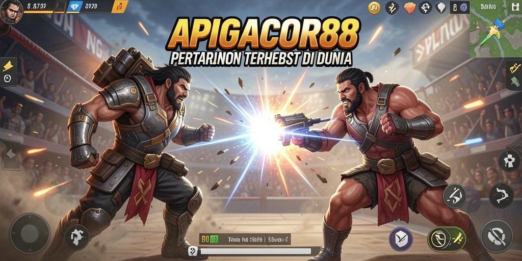 Tampilan gameplay seru dari APIGACOR88 dengan aksi Battle Royale yang mendebarkan.