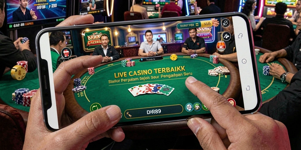 Tampilan gameplay IDR89 dengan dealer langsung dan pemain interaktif.