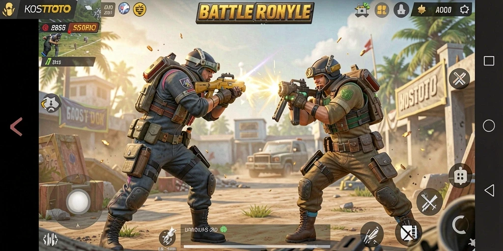 Screenshot gameplay menampilkan pertempuran seru di KOSTOTO.