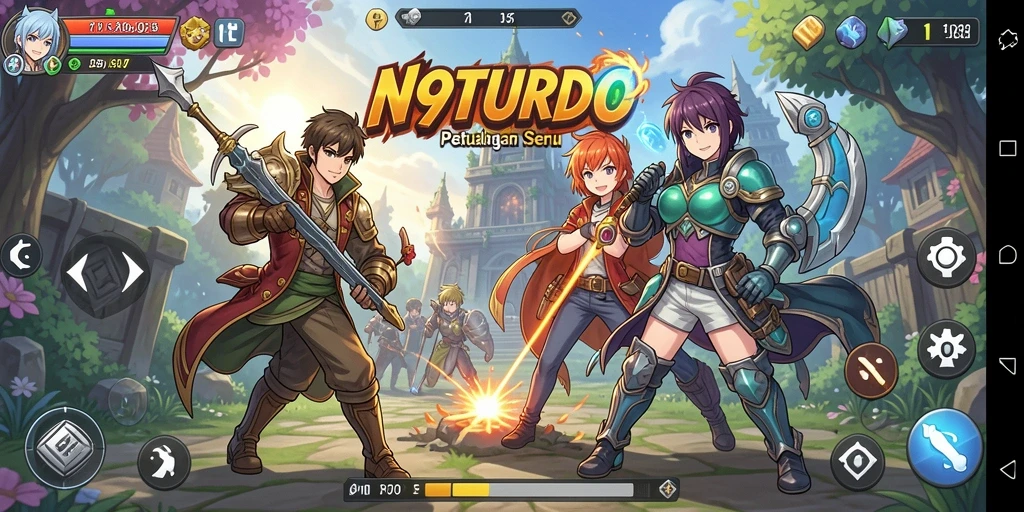 Tampilan gameplay N9TURBO yang seru dan dinamis dalam dunia Anime.